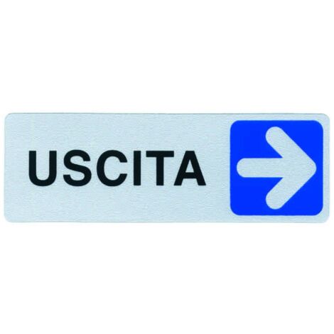 Targhetta adesiva uscita freccia destra - 15x5 cm - segnaletica - 10 pz
