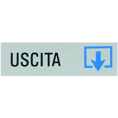 Targhetta adesiva uscita - freccia in giù - 15x5 cm - segnaletica - 10 pz