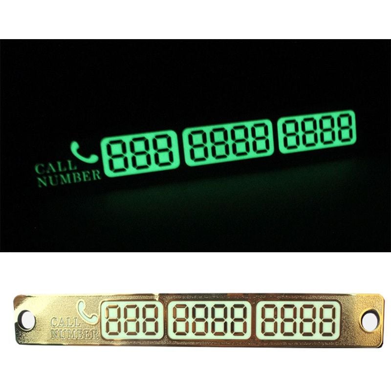 Image of Stickerslab - Targhetta che si illumina al buio in alluminio con numero telefonico per parcheggio temporaneo Colore - Oro