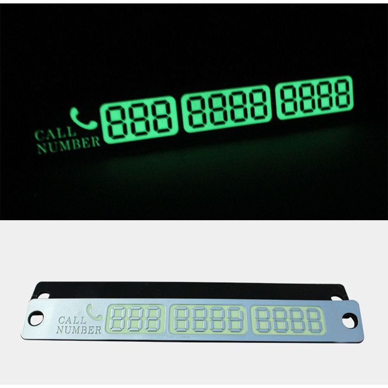 Image of Stickerslab - Targhetta che si illumina al buio in alluminio con numero telefonico per parcheggio temporaneo Colore - Grigio