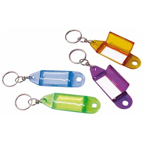 Targhetta Portachiavi Trasparente 100 Pz. Col.Assortiti