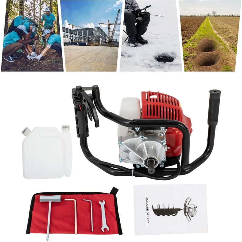 Senderpick - Tarière à essence 52cc Moteur à essence 2 temps Perceuse de sol 1.2 hp Perceuse de sol à essence Perceuse de jardin Convient au forage