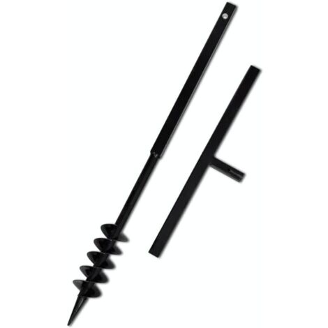 Tarière avec Poignée 80 mm Double Spirale Acier Noir Outil Trou Jardin