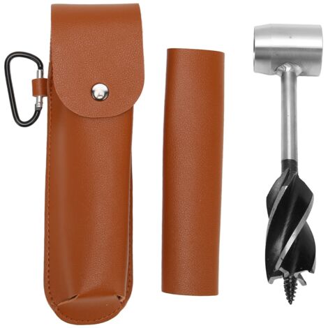 Tarière Bushcraft en Acier Carbone Haute Dureté pour Camping et Randonnée avec Pochette Cuir PU