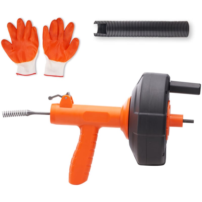 Mophorn - Tarière de drainage de 25 pieds, serpent de plomberie à alimentation automatique avec accessoire de forage, déboucheur pour cuisine, salle