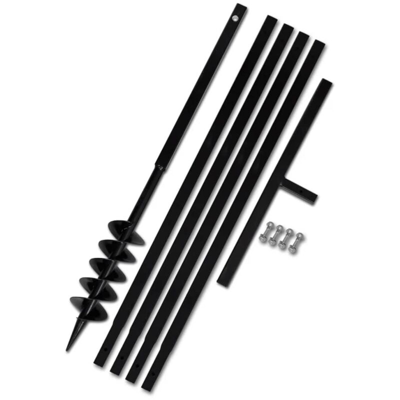 Tarière de sol avec manche 100 mm et tube d'extension 5 m Acier