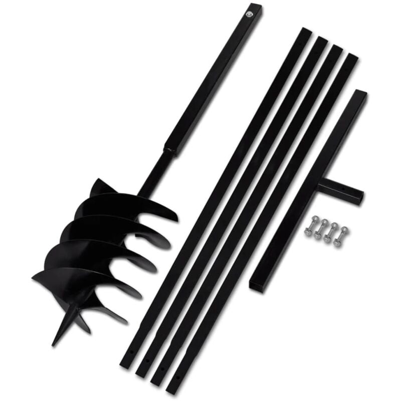 Decdeal - Tarière de sol avec manche 200 mm et tube d'extension 5 m Acier