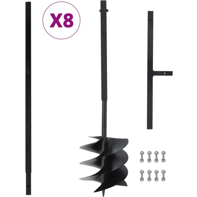 Vidaxl - Terra Drill avec poignée de 250 mm de tube d'extension en acier 8 m