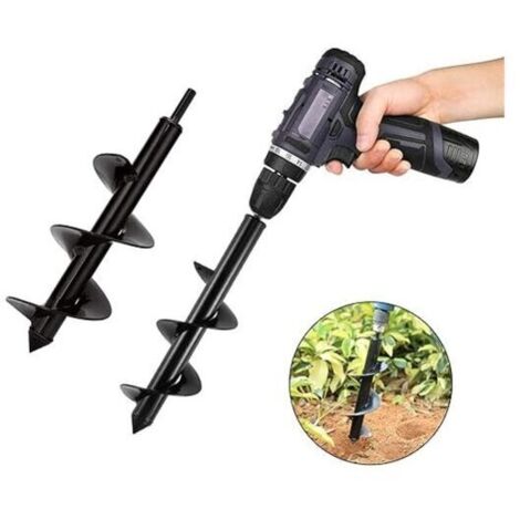 Tarière, Mèche Tarière pour Perceuse Jardin Foreuse Ø 100mm x 300mm + Gants, Jardin Tarière pour percer rapidement des trous et planter des fleurs, des arbres, des arbustes