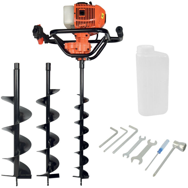 Oxeo - Tarière thermique - 52cm3 - 2CV - 3 mèches 100/150/200mm + accessoires fournis - tarière thermique à essence