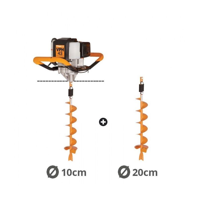 Villager - Tarière thermique 43cc 2 temps vph 43 Mèches 100 200mm