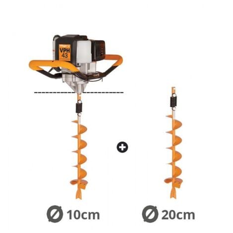 Tarière thermique 43cc 2 temps Villager VPH 43 Mèches 100 200mm
