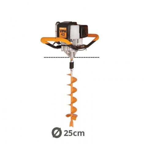 Tarière thermique 43cc 2 temps Villager VPH 43 vrille 250mm