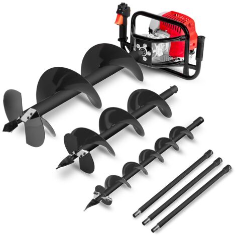 Tariere thermique 75cc 5.2cv +3 meches 100-200-300mm +3 rallonges 60cm -GREENCUT