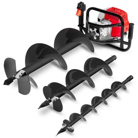 Tarières thermiques moteur à essence 75cc 5.2cv, avec 3 forets en acier 100/150/200mm, profondeur maximale 80cm - Greencut GD750X-3S