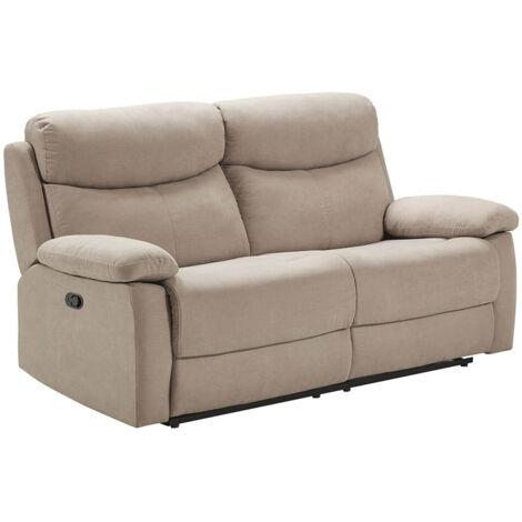 TARIFA - Canapé 3 Places Relax Manuel Beige Tissu Waterproof