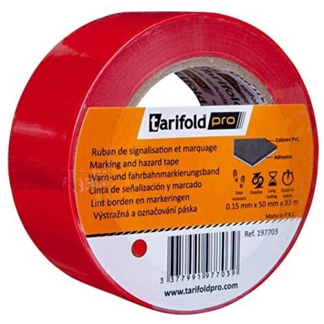 Tarifold - Nastro adesivo per pavimento, segnaletica di sicurezza, colore: rosso, rotolo 50 mm x 33 m, 50 mm x 33 m