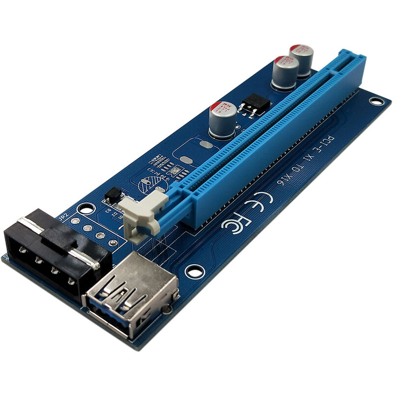 

Tarjeta adaptadora PCI-E 1X a PCI-E 16X Tarjeta convertidora PCI-E 4Pin con cable de datos USB3.0 Cable de alimentacion SATA para mineria Bitcoin,