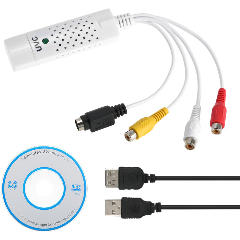 

Tarjeta de captura de audio y video USB 2.0 Adaptador convertidor de video HD Editar video para videocamara DVD PC, blanco