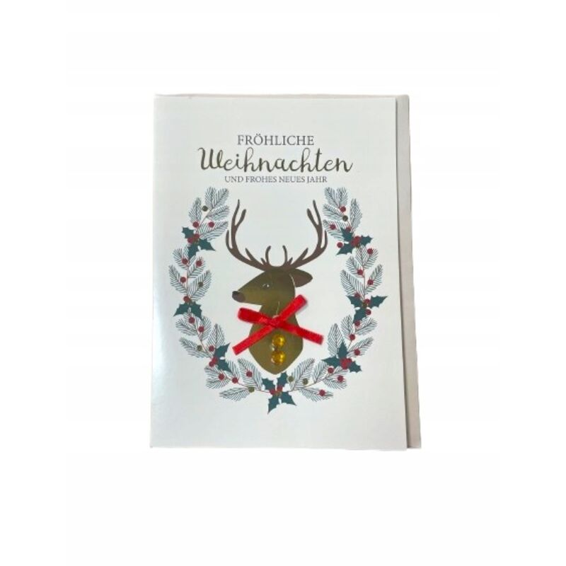 Tarjeta de felicitación navideña de Crelando con sobre en alemán