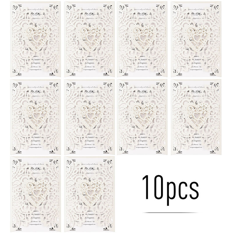 

Asupermall - Tarjetas de invitacion florales de papel perlado de 10 piezas, soportes de invitacion con hoja interior en blanco para bodas,