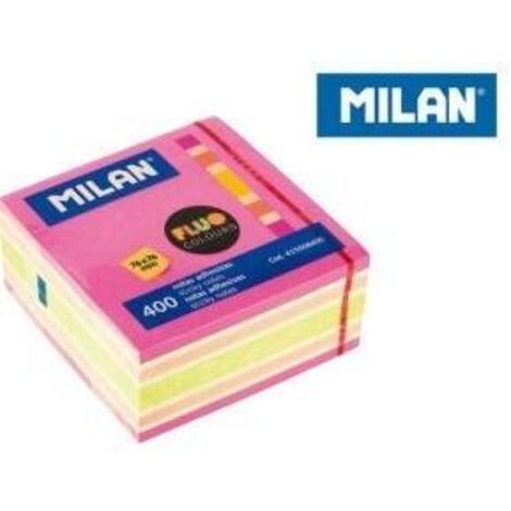 Tarjetas mixtas fluorescentes, cubo 76x76, 400 uds. MILÁN