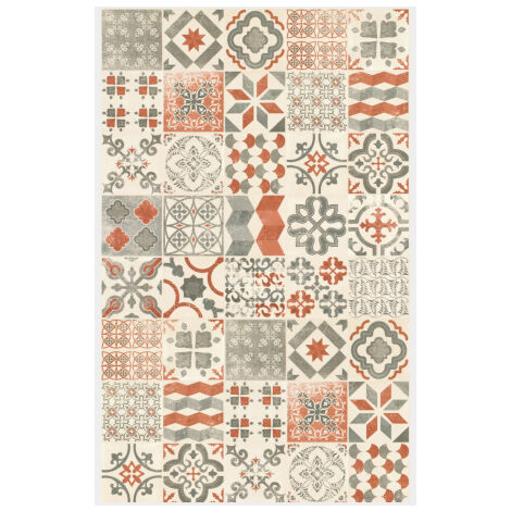 Tarkett – Tapis vinyle carreaux de ciment rouge brique 100 x 200 cm – Couche d'usure 0,35 mm – Isolation phonique 16 dB – Traitement Extreme Protection
