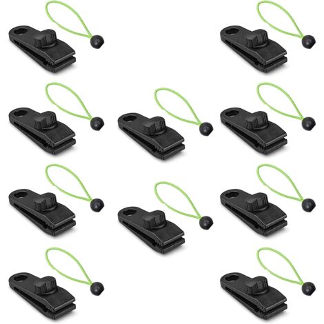 Tarp Clips, 20 Tarp Clips with Bungee Cords, Heavy Duty Tarp Clips, Awning Accessories, Used for Tents, Awnings, Gardening, Outdoor Camping