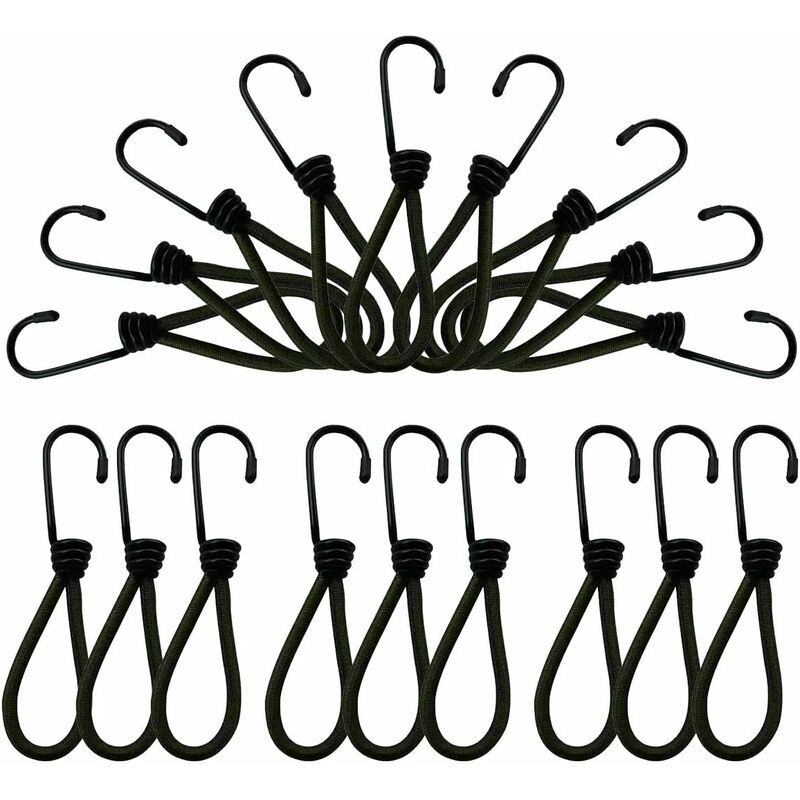 Tarp Hook, Bungee Cord with Hooks, 25 Pieces Tarp Tensioner Hook, Tarp Tensioner Black Rubber Tensioner