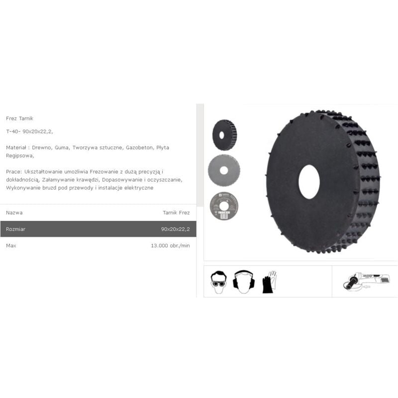 Tarpol tarnik - frez fi - 90mm x 20 x 22,2mm t-40