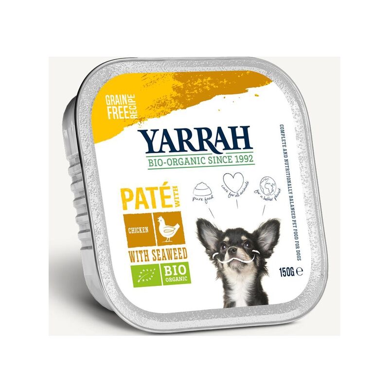 

Tarrina para perros con pollo y algas 150 g - Yarrah