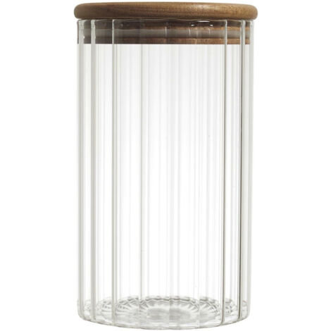 TARRO 700 ml TAPA DE MADERA ACANALADA para almacenamiento