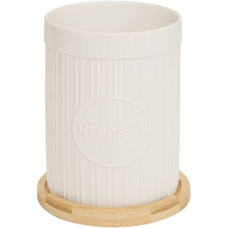 Tarro blanco de cerámica para utensilios - 5five