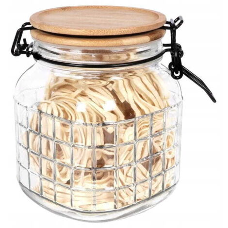 Tarro con tapa de bambú 1,1L - Contenedor de almacenamiento universal