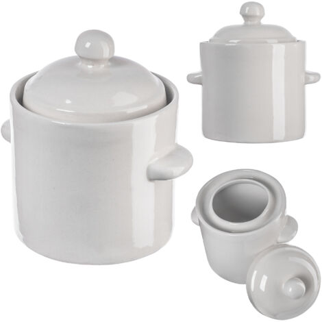 Tarro de adobo de barril con cuello 1,8 L de gres para coles y pepinos