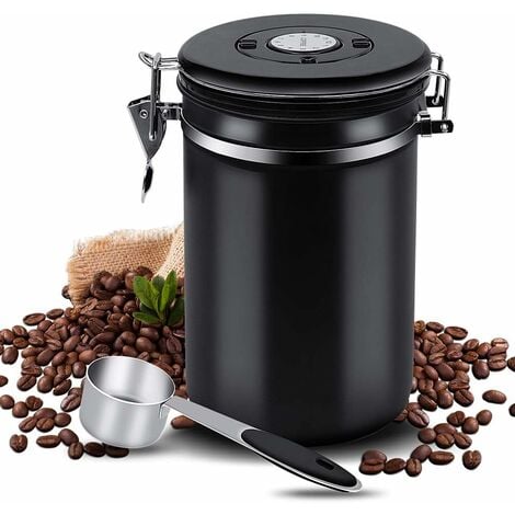 Recipiente de café hermético para café, almacenamiento de café de metal  para granos, molidos, té, contenedores de café de azúcar (mini tarro  blanco) : Hogar y Cocina 