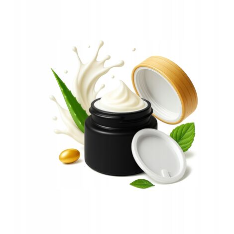 Tarro de cristal NEGRO MATE 20 g para crema, bálsamo, cosméticos, ungüentos y geles.