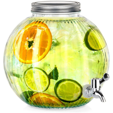 Tarro dispensador de bebidas de vidrio con grifo de 5,5 l