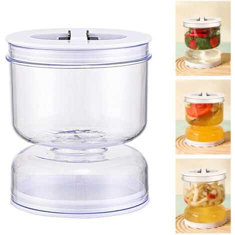 Tarro para encurtidos de 765 ml con colador, tapa hermética abatible, forma de reloj de arena, separador de jugo de encurtidos (para aceitunas, pepinillos o encurtidos en rodajas).