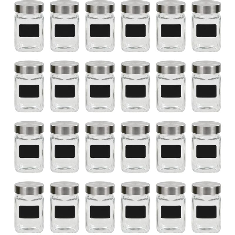 

Tarros de almacenaje con pegatina 24 unidades 300 ml - Transparente - Vidaxl
