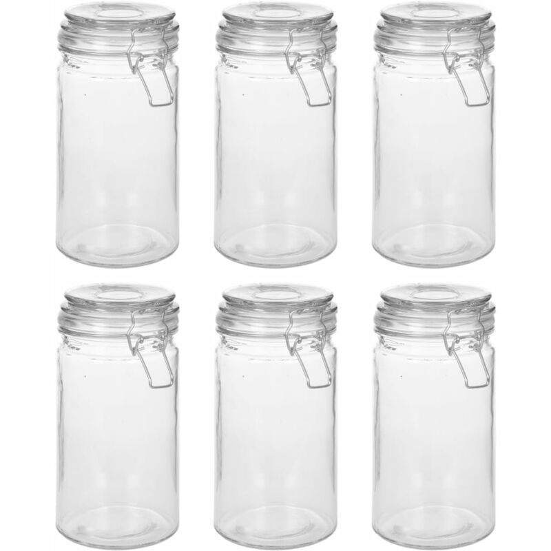 

vidaXL Tarros de almacenaje con tapa con clip 6 uds 1000 ml - Transparente