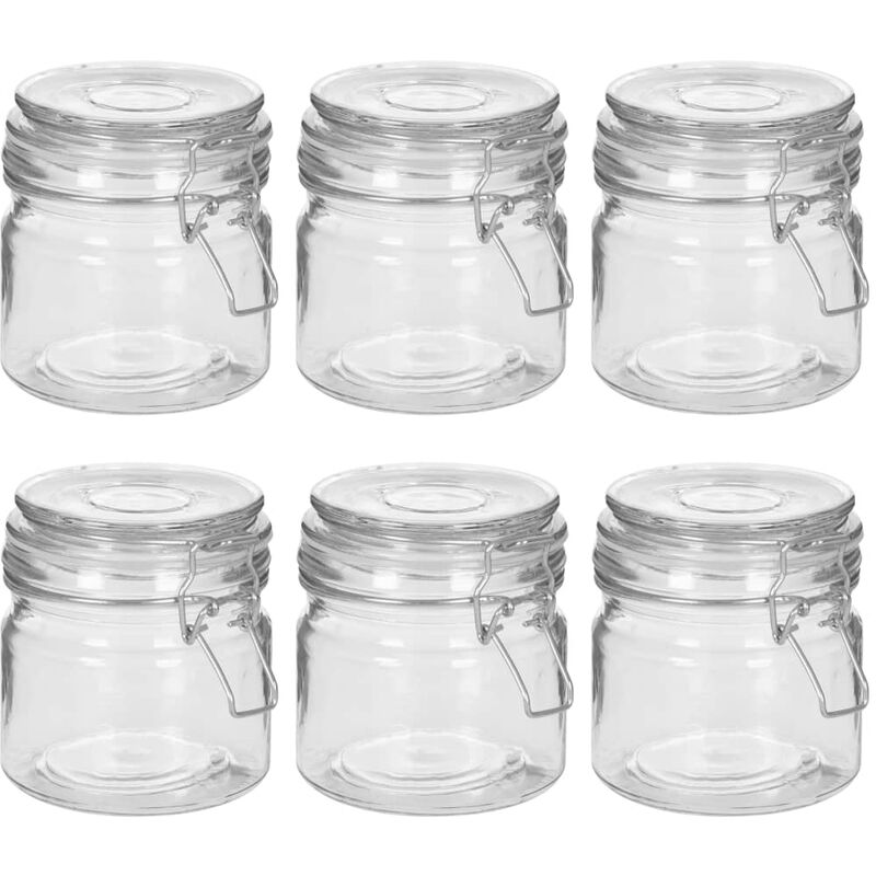 

Tarros de almacenaje con tapa con clip 6 uds 500 ml - Transparente - Vidaxl