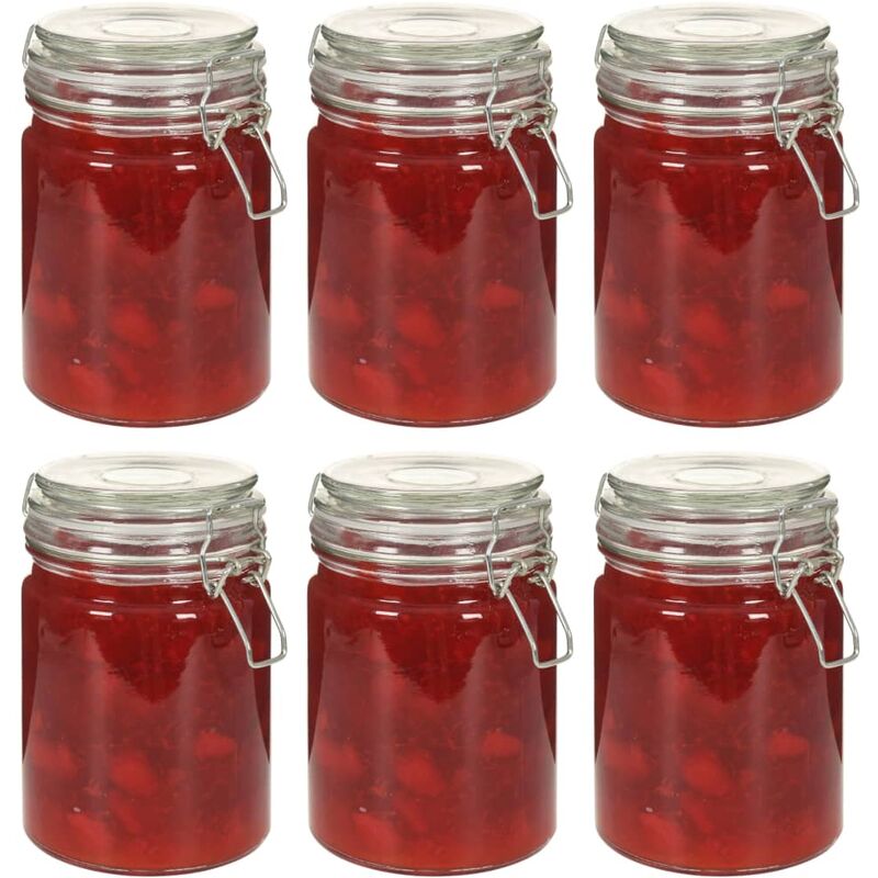 

Tarros de almacenaje con tapa con clip 6 uds 750 ml