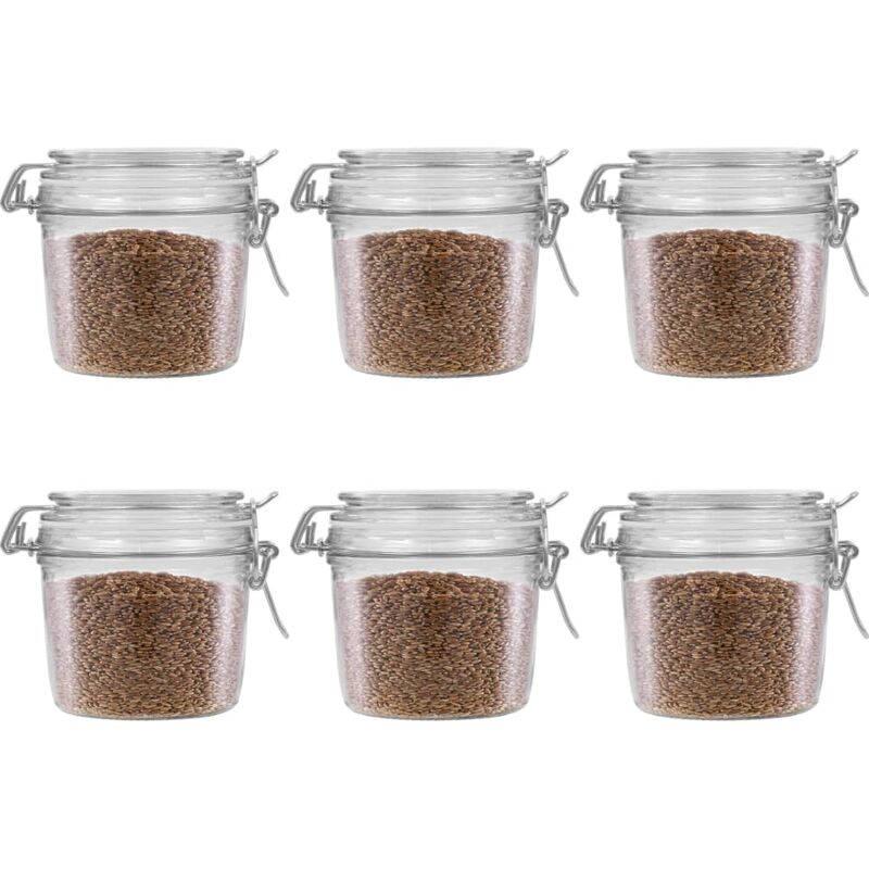 

Tarros de almacenaje con tapa con clip plateada 6 uds 340 ml