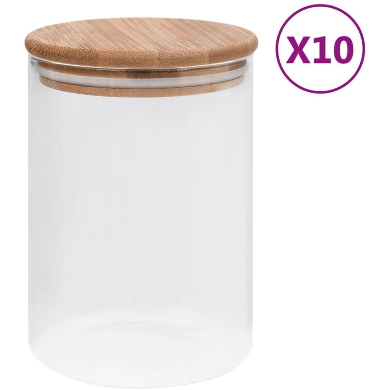 

Tarros de almacenaje con tapa de bambú 10 unidades 260 ml