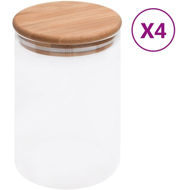 

Tarros de almacenaje con tapa de bambú 4 unidades 800 ml