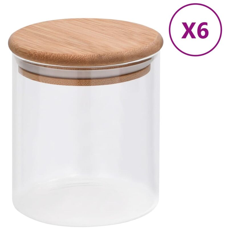 

Tarros de almacenaje con tapa de bambú 6 unidades 600 ml