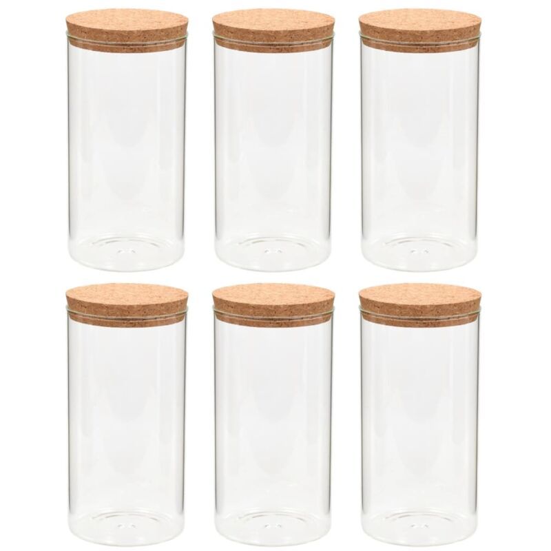 

Tarros de almacenaje con tapa de corcho 6 unidades 1100 ml - Transparente - Vidaxl