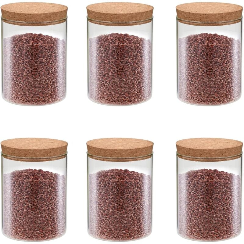 

Tarros de almacenaje con tapa de corcho 6 unidades 650 ml