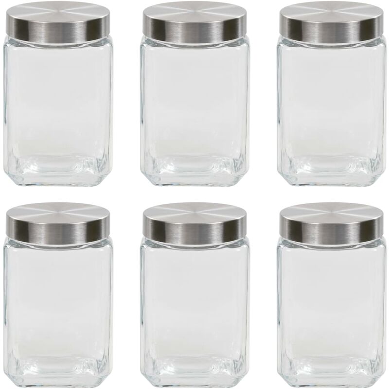 

Tarros de almacenaje con tapa plateada 6 uds 1700 ml